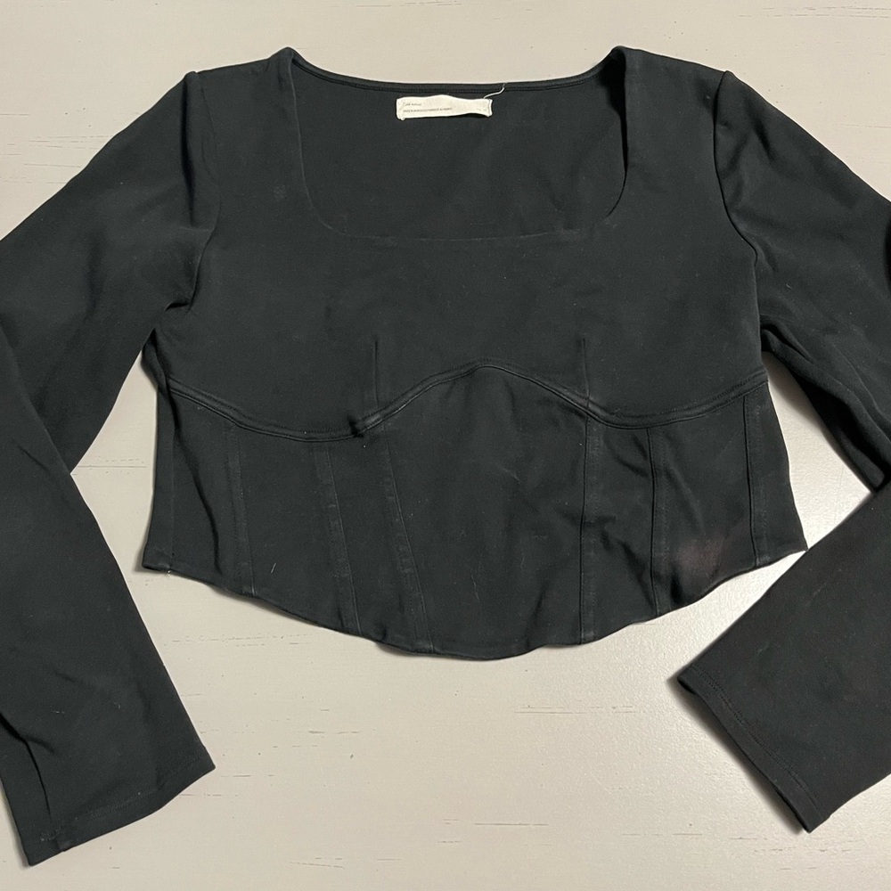 OAK + FORT Refined Black Corset Long Sleeve